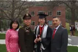 jimmy luong at graduation, on campus with parents and brother