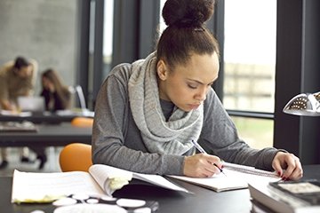 Student at desk working