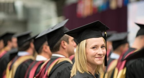 students at commencement