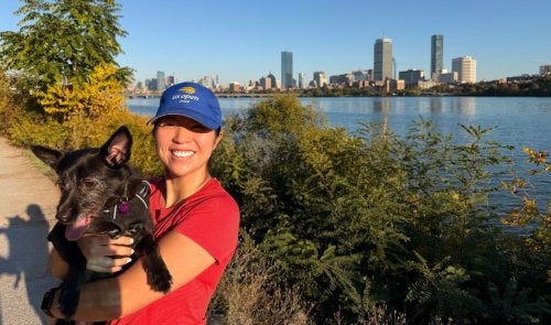 Rhea Schneider and her dog.