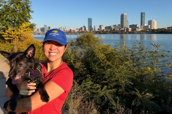 Rhea Schneider and her dog.