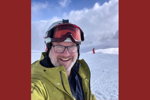 Chris Evans on a ski hill
