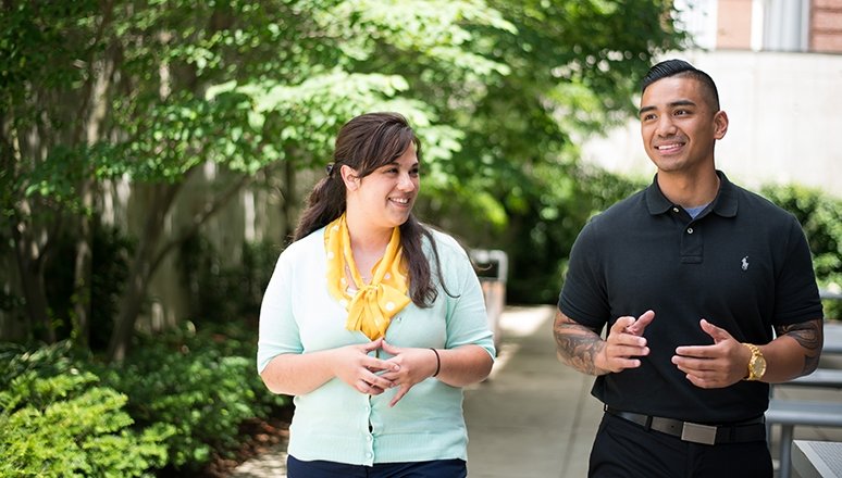 Students walking on campus