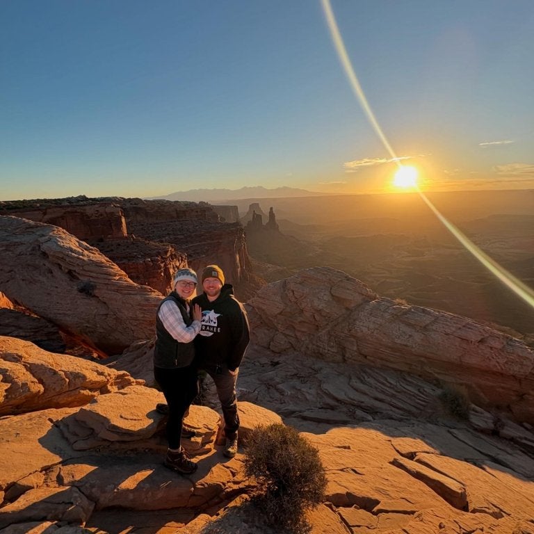 Daniel Pederson, his wife, at the Grand Canyon.