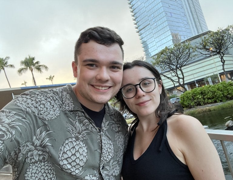 Sam Nucup with girlfriend.