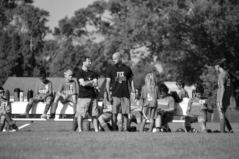 Chris coaching kid's soccer 