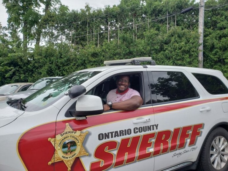 sim in an ontario county sheriff car